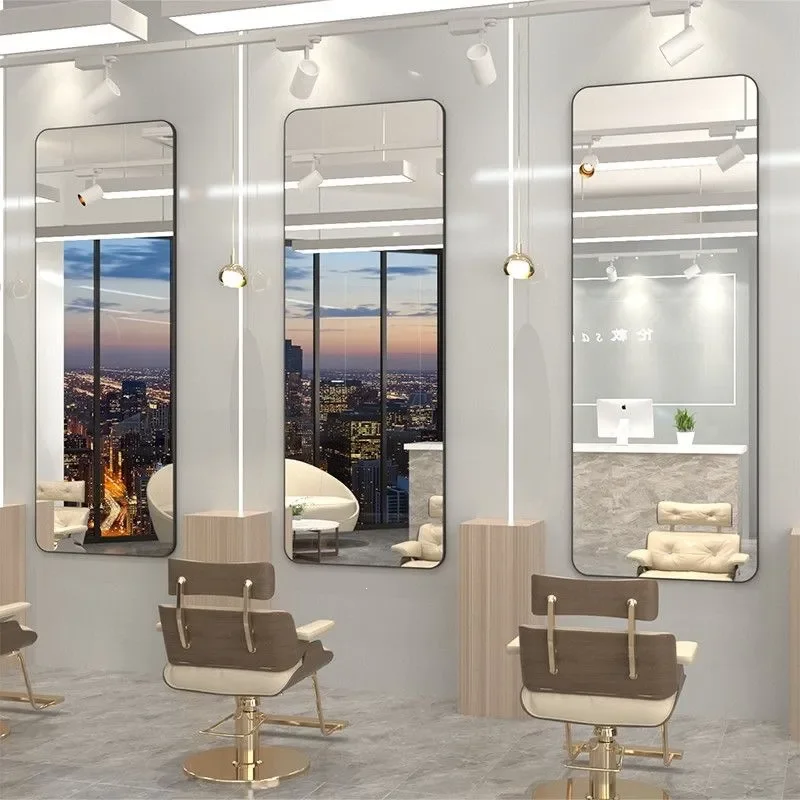 for Barber Shop Mirror Internet Celebrity Hair Salon Wall Mounted Hair Cutting Mirror Simple No Punching Installation Tool