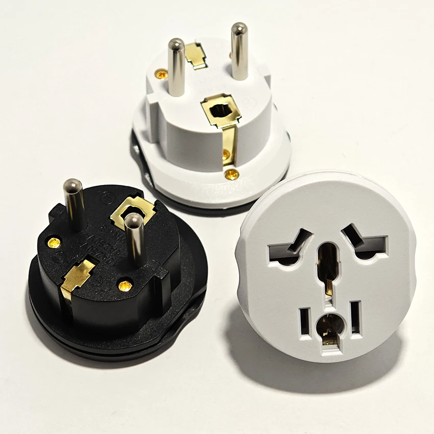 Pure  Copper Adapter Converter Universal Socket Wall Socket AC 16A 250V AU US UK CN To European Travel Conversion Plug