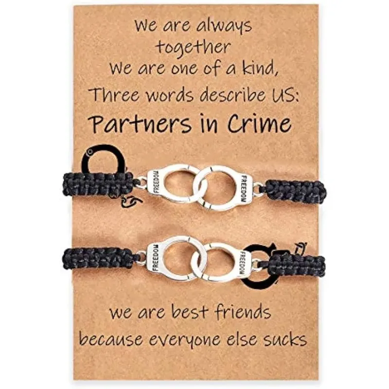 Best Friend Bracelet Birthday Gifts for Women Friendship Bracelets for 2 Partner in Crime Handcuff BFF Gifts