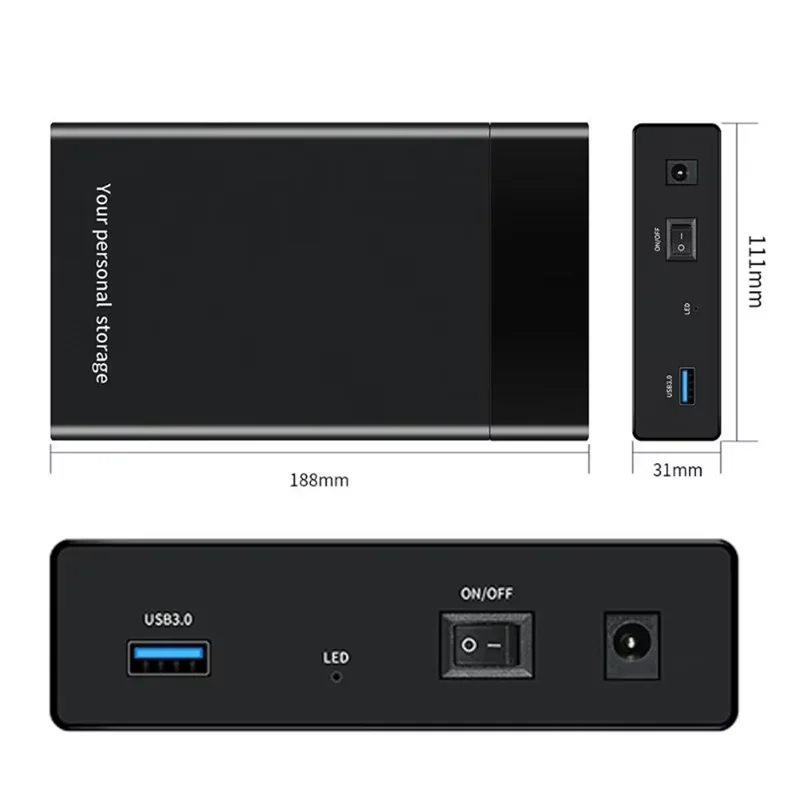 HDD Case 3.5\'\' 2.5\'\' SATA to USB 3.0 Adapter External Hard Drive Disk Enclosure For 3.5 Inch SSD Disk 6Gbps 10TB HDD Box Case