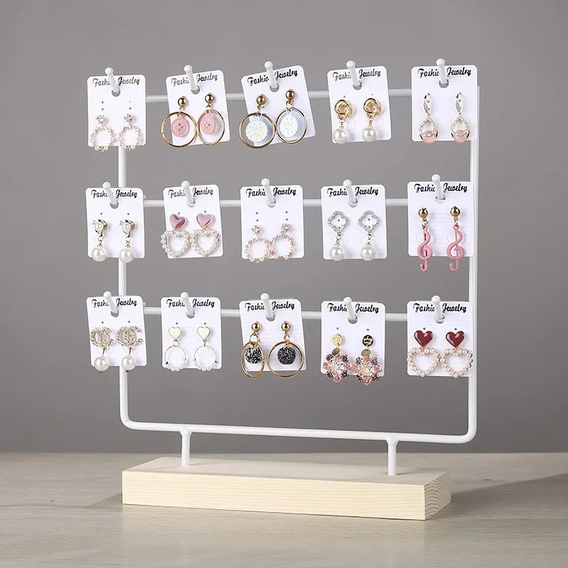 1pc Fashion 3 Tier 15 Hooks Earrings Display Stand Necklace Bracelet Pendant Earring Jewelry Storage Rack Counter Showcase Props