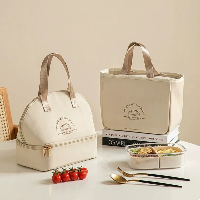 Women's Lunch Bag Office Worker Bring Meal Insulated Handbag Portable Picnic Bento Box Bag for Kids Fruit Fresh-keeping Pouch