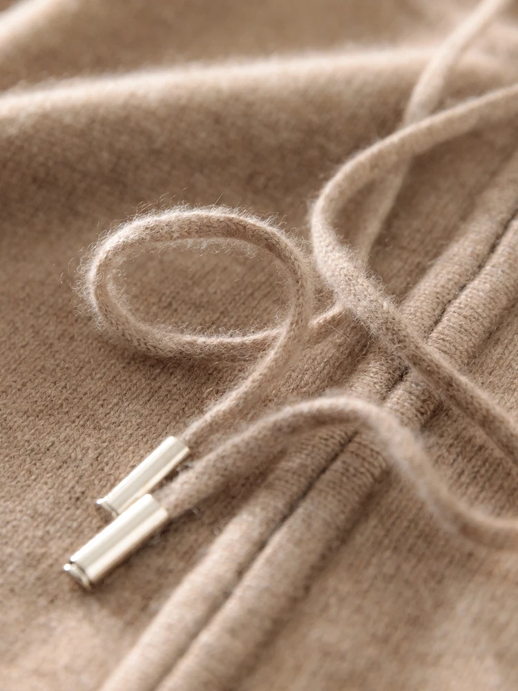 Simple High Quality Casual Neat Style Hooded Cardigan Sweater Autumn Winter 100% Cashmere Men's Soft Warm Knitted Clothing Tops