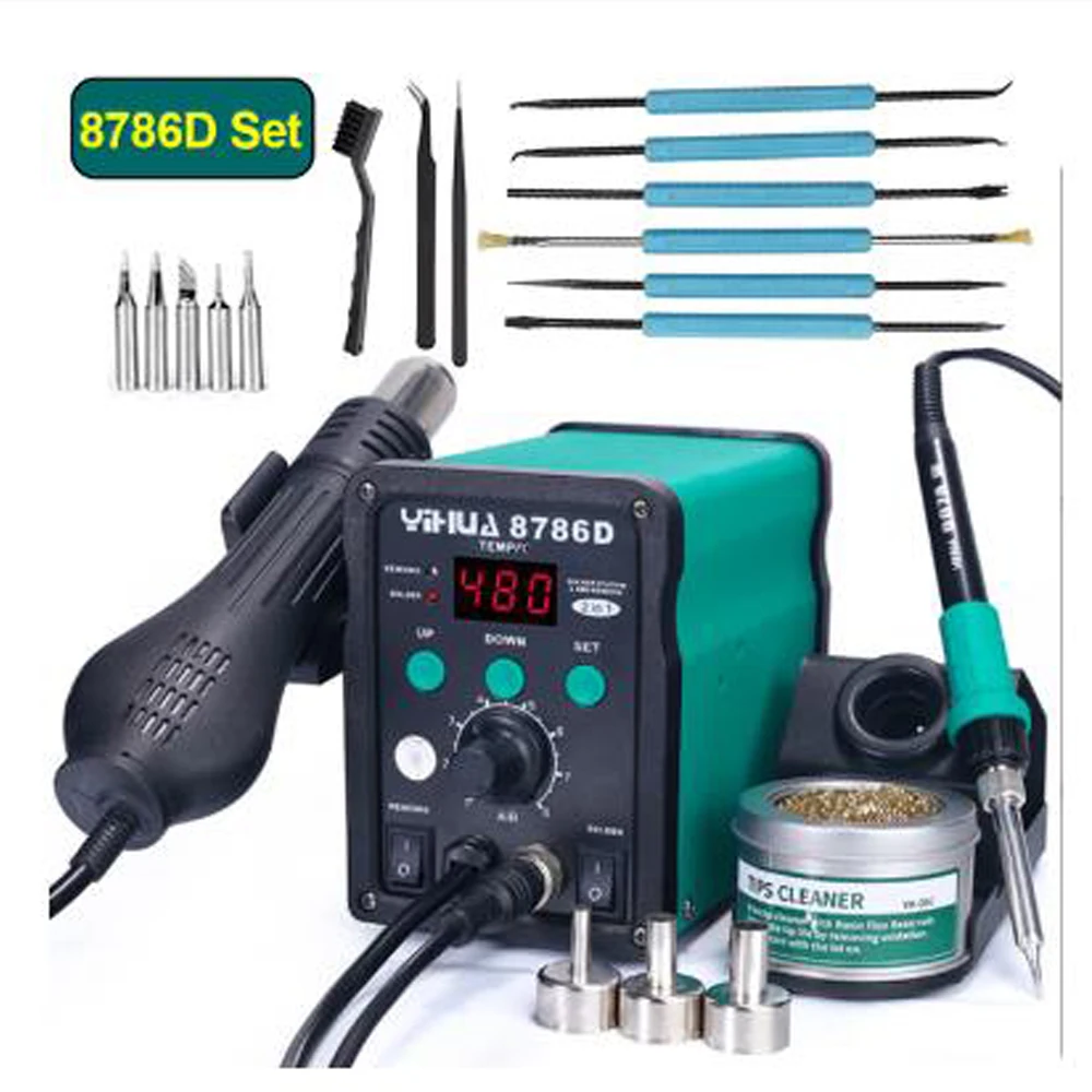 

YIHUA 8786D 110V 220V Soldering Iron Hot Air Soldering Station DIY Digital Rework Station Phone Repair BGA SMD Solder Tool Wel