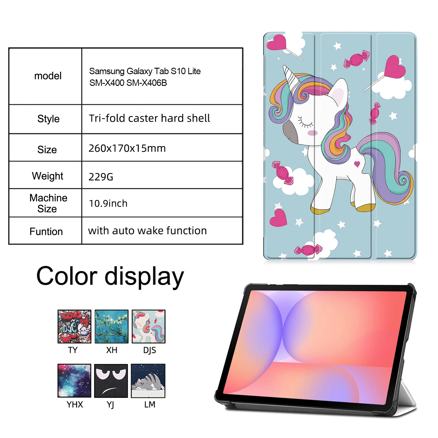 for Samsung Galaxy Tab S10 Lite 10.9 Inch SM-X400 X406B Case Coloured Drawing Flip Leather With Shockproof Stand Tablet Cover
