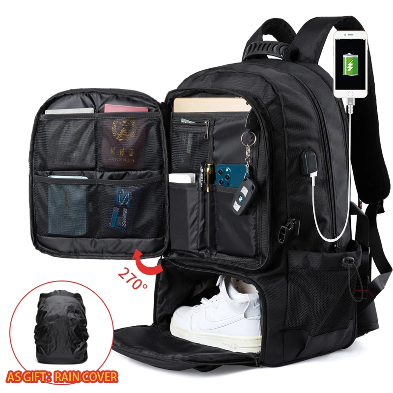 Imagem -03 - Mochila de Grande Capacidade para Homens Bolsa de Viagem para Notebook e Laptop Bags Oxford com Compartimento de Sapato Moda 173