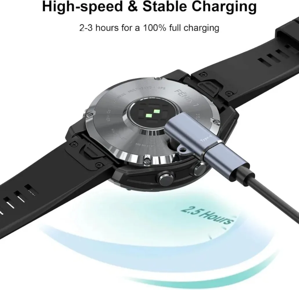USB Type C/iOS Charging Portable Adapter For Garmin Fenix 5 5X Plus 6S 6X 7 7S 7X Venu 2 Forerunner 965 Watch Charger Converter