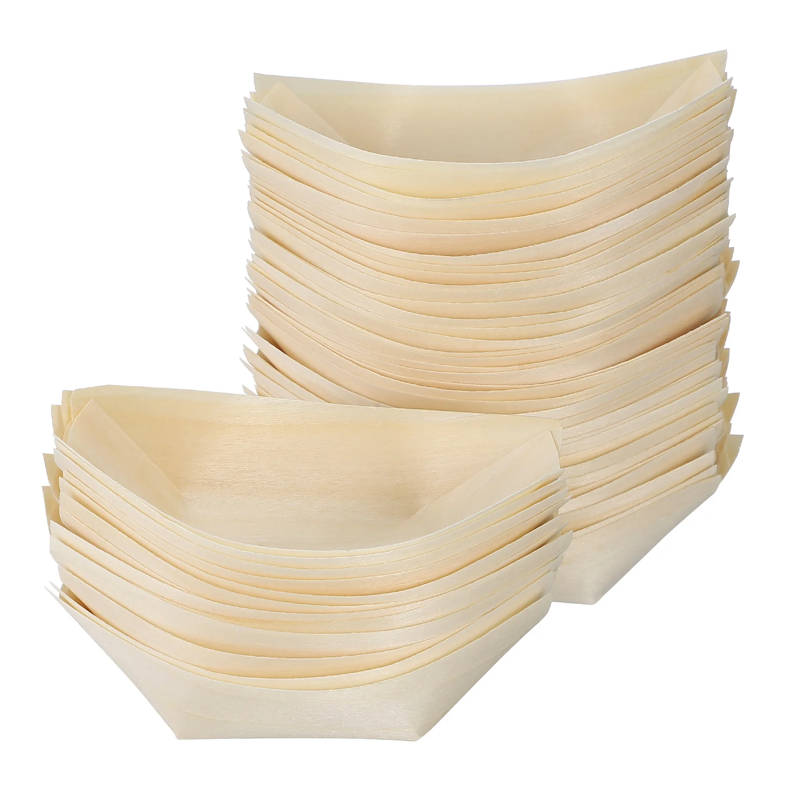 50 pcs Wadah Makanan Kayu Alami untuk Sushi, Aman untuk Makanan, Bentuk Perahu, Peralatan Makan Jepang, Piring Sajian Sashimi dari Kayu