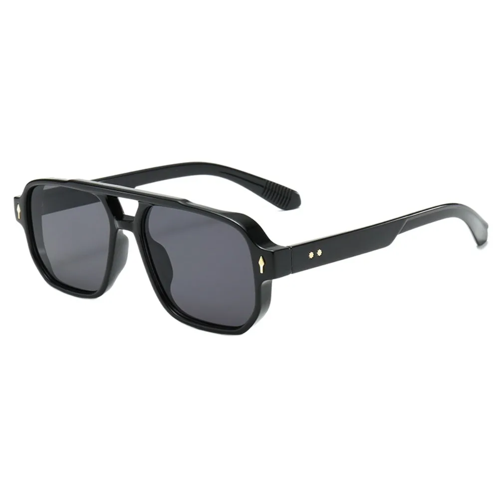 

Catwalk Retro Double Beam Sunnies HD PC Unisex Polarizing Lens Sunglasses Decorative Waterproof Anti-UV Glasses Summer