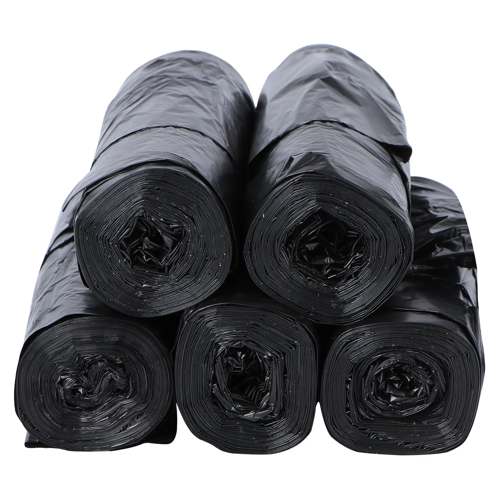 

5 Rolls Bin Bags Portable Garbage Trash Point Break Rubbish Black Strong Office