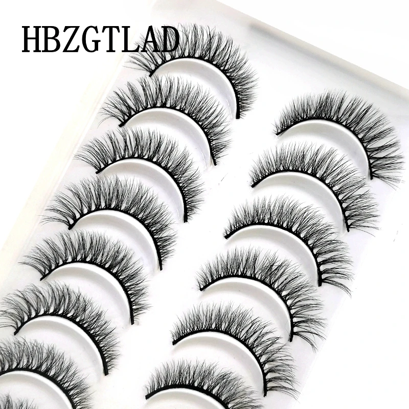 HBZGTLAD 10 Paar künstliche Nerz-Falsche Wimpern, natürliches langes Make-up, 3D-Nerzwimpern, Verlängerungswimpern, kurze Nerzwimpern für Schönheit – Detail 30