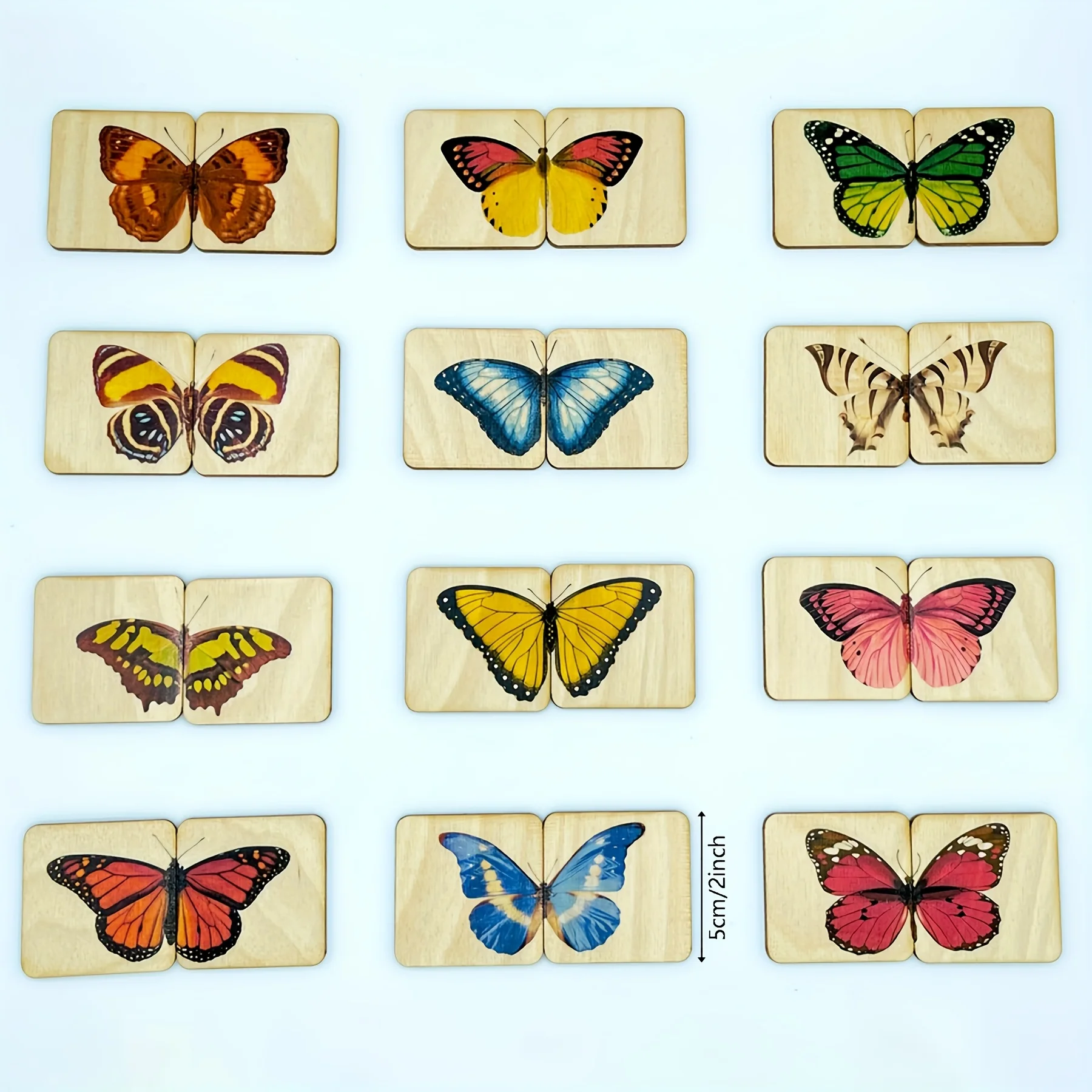 24pcs 나무 나비 퍼즐 | 홈스쿨 학습 가족 인터랙티브 게임 색상 분류 활동 (독특한 카드 디자인 포함)