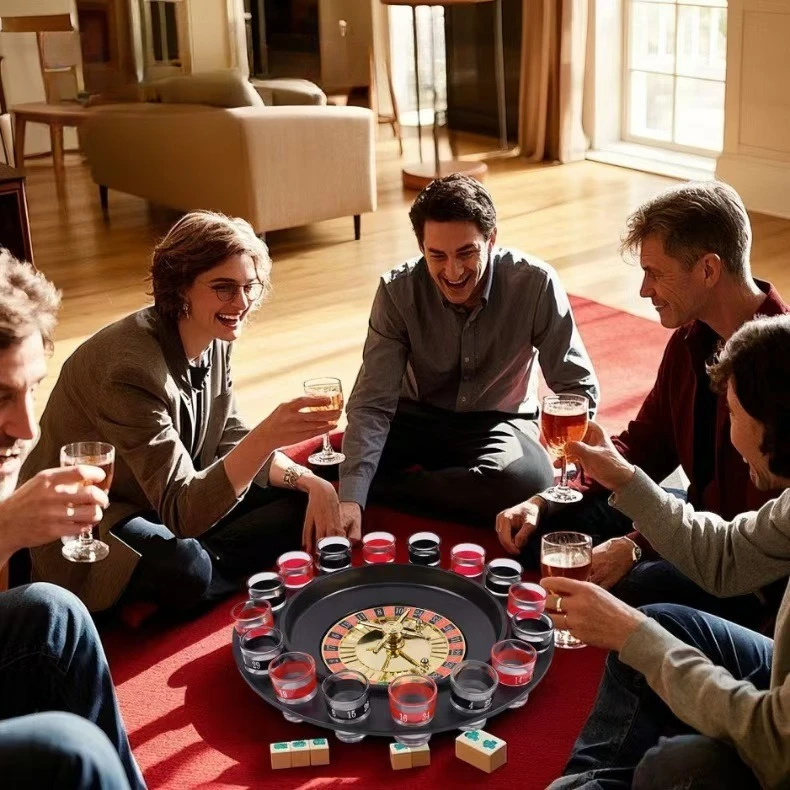 16 كوب كأس النبيذ الزجاجي الشفاف لعبة بار لعبة الشرب ويسكي كوكتيل بار لعبة الحفلات دفع القرص الدوار ملحقات الشرب