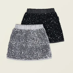 Autumn Girls Sequin Versatile Short Skirt Korean Version Spring Summer New Children's Light Luxury Fashionable A-Line Half Skirt