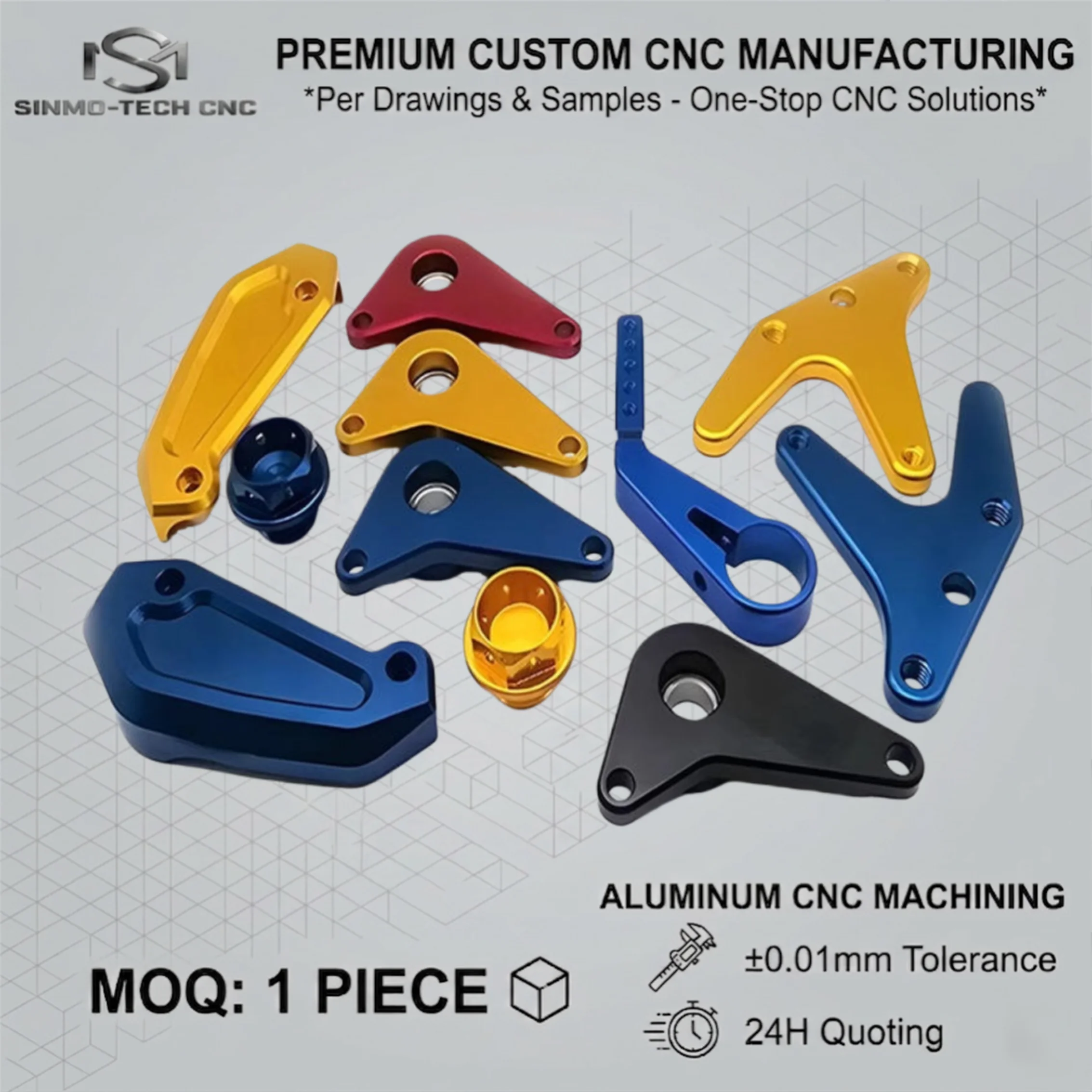 CNC Milling Bike Bicycle Parts Custom Aluminum Alloy Sandblast Bright Anodized Colorful Mechanical Components MOQ 1pc