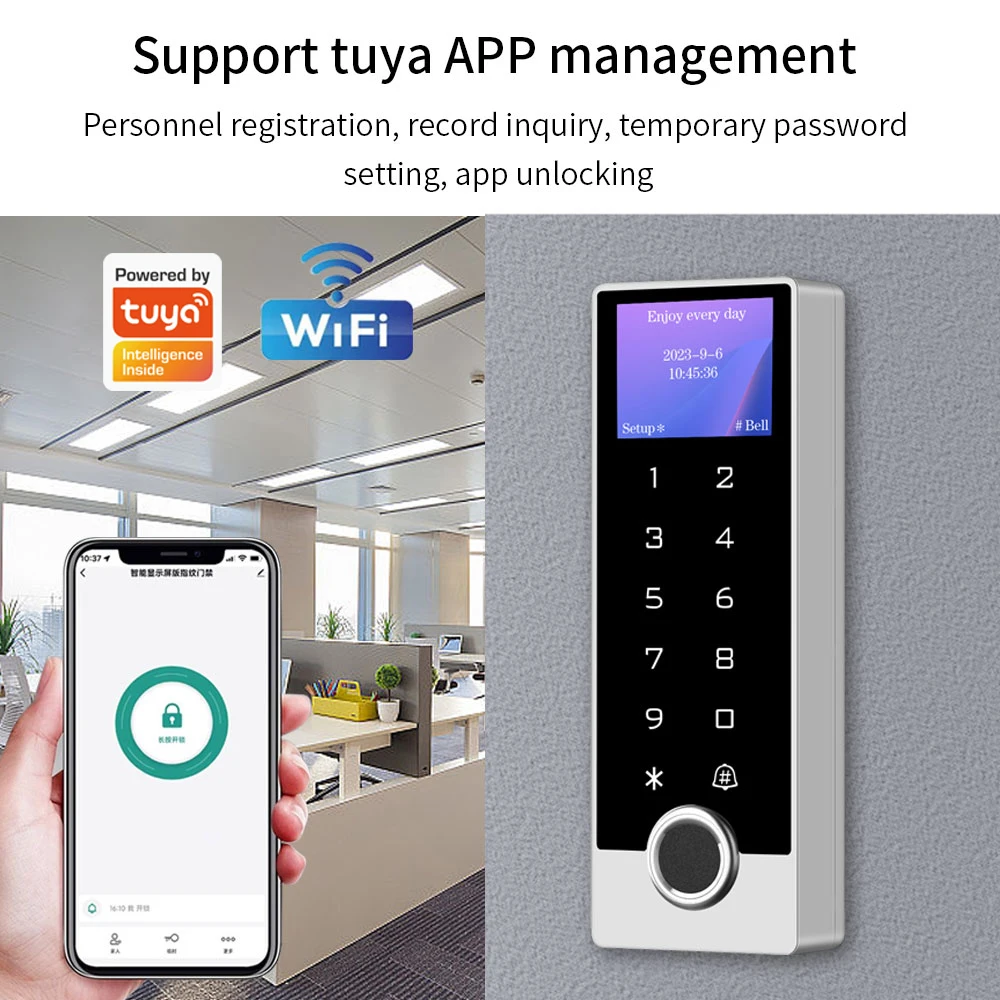 WIFI Support Tuya APP Keyless Door Lock Waterproof Fingerprint Access Control Outdoor EM MF RFID Card REmotely Unlock Gate Entry
