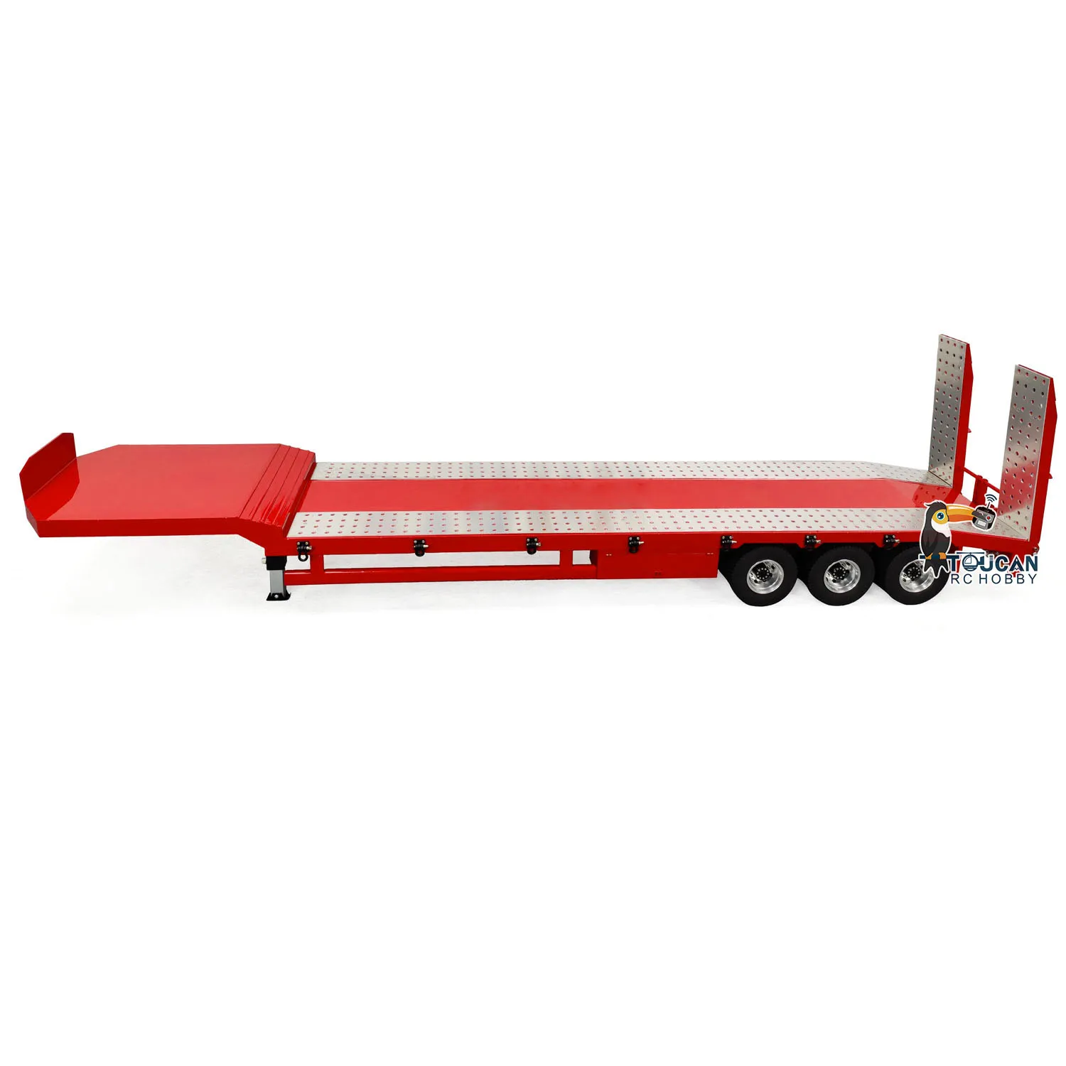 Metal Trailer 1/14 RC Parts with Electric Tail-board Lifting Legs Battery for Radio Control Tractor Truck Car Model Toy TH23498