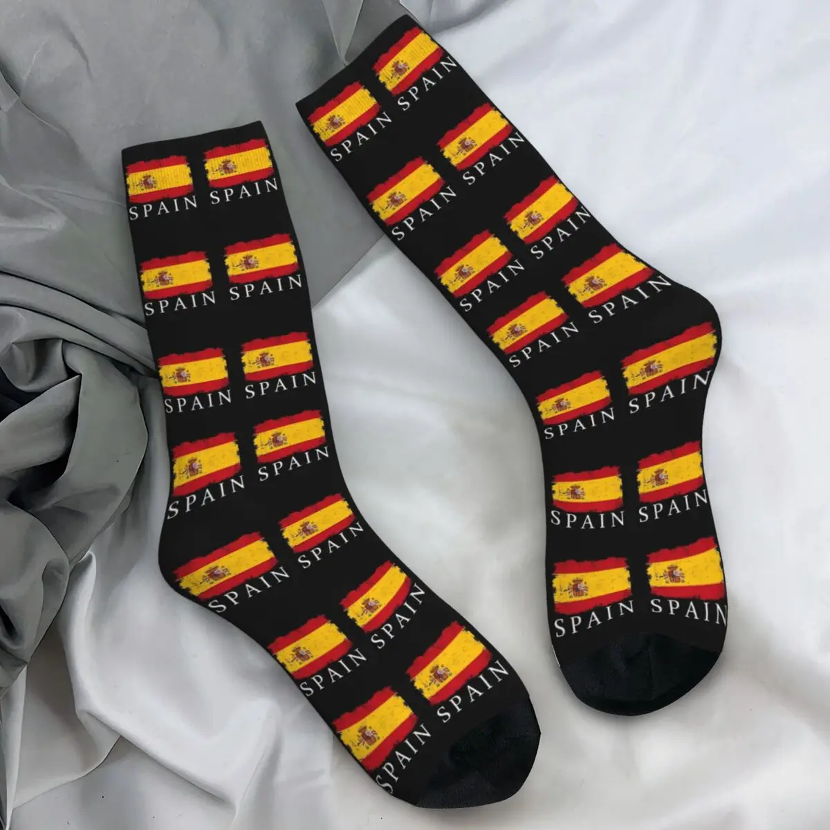 Spain Country Flag Stockings Men Spanish Map Socks Soft Trendy Socks Winter Climbing Anti-Slip Custom Socks Birthday Gift