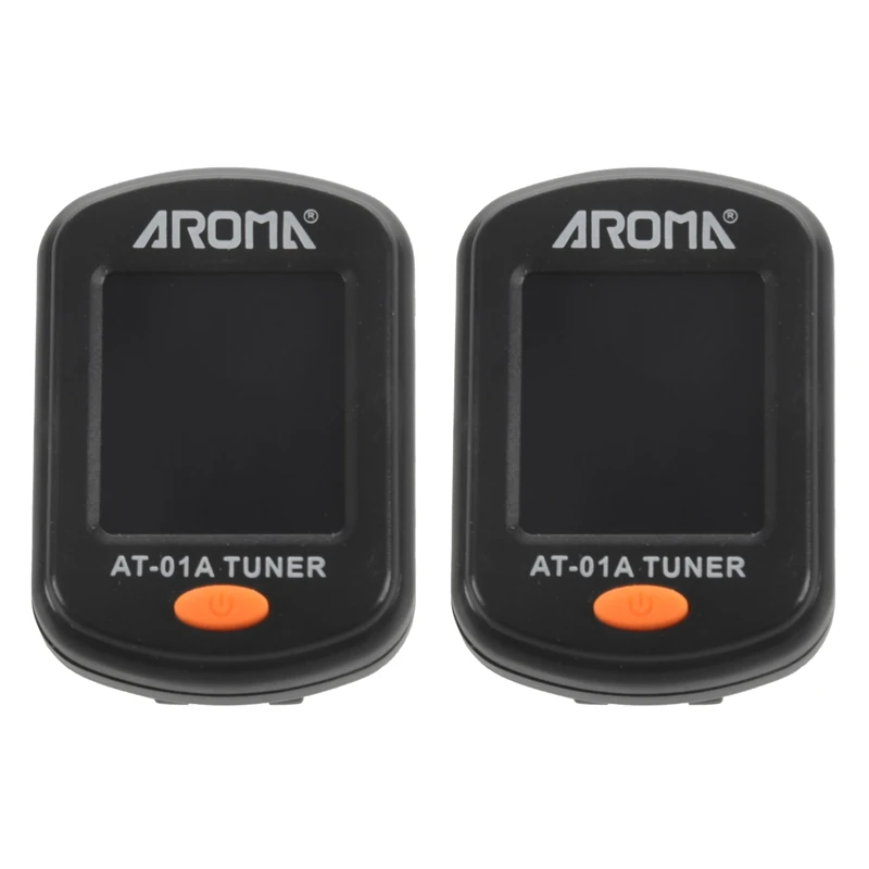 2X Aroma At-01A Guitar Tuner Rotatable Clip-On Tuner Lcd Display For Chromatic Acoustic Guitar Bass Ukulele