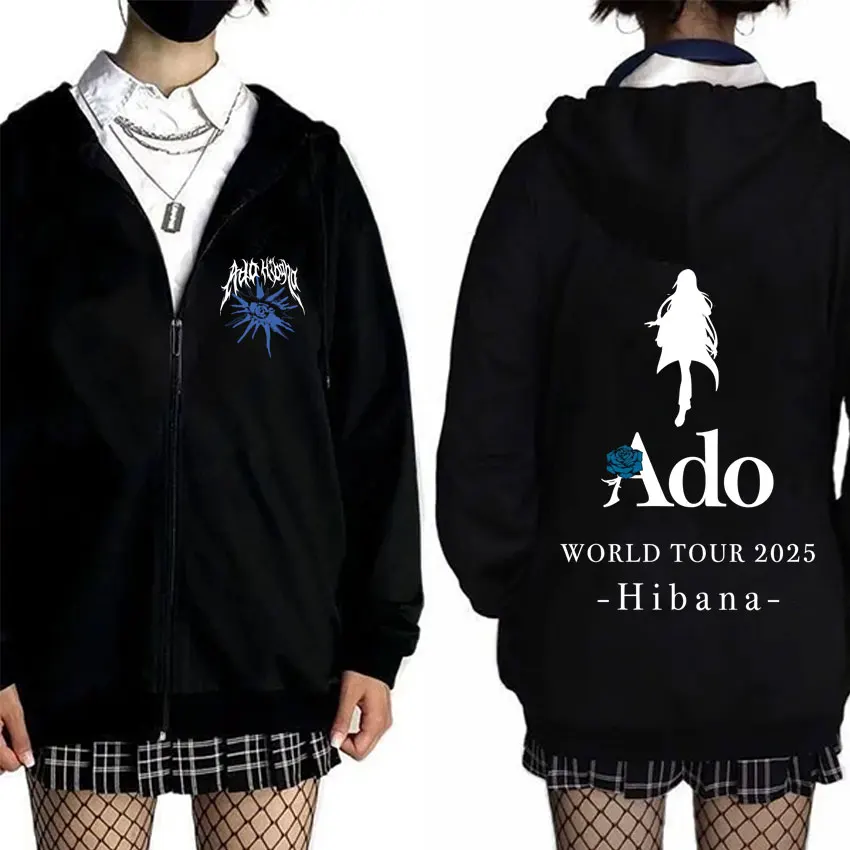 

Ado World Tour 2025 Hibana Zipper Hoodies Men Women Fashion Japanese Style Zip Up Jacket Unisex Casual Vintage Zip Up Sweatshirt