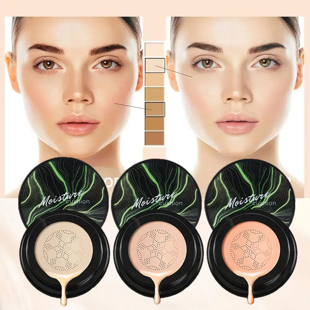 Cojín de aire con cabeza de seta, crema CC, Base hidratante, corrector, blanqueamiento, control de aceite, Base facial, cosméticos de maquillaje
