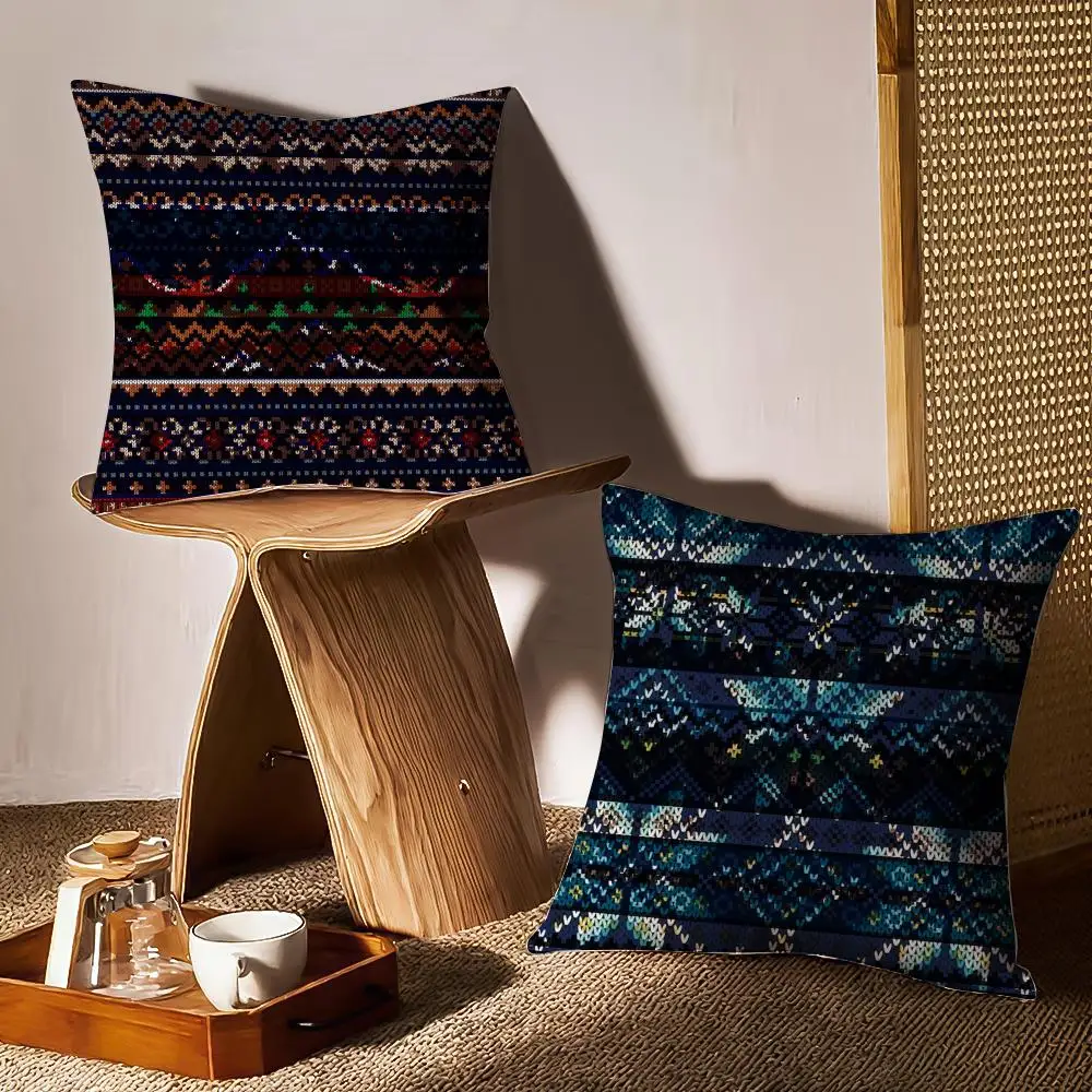 Funda de almohada Modern y Elegante Fair Isle، Funda de almohada estampada con patron para sala de estar، Funda de cojín para #2