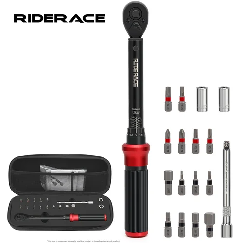 RIDERACE Juego de llaves dinamométricas para bicicleta 18 Uds 1/4 ""2-24Nm llave Allen de doble dirección herramienta llave de tubo Kit de reparación de motocicletas profesional