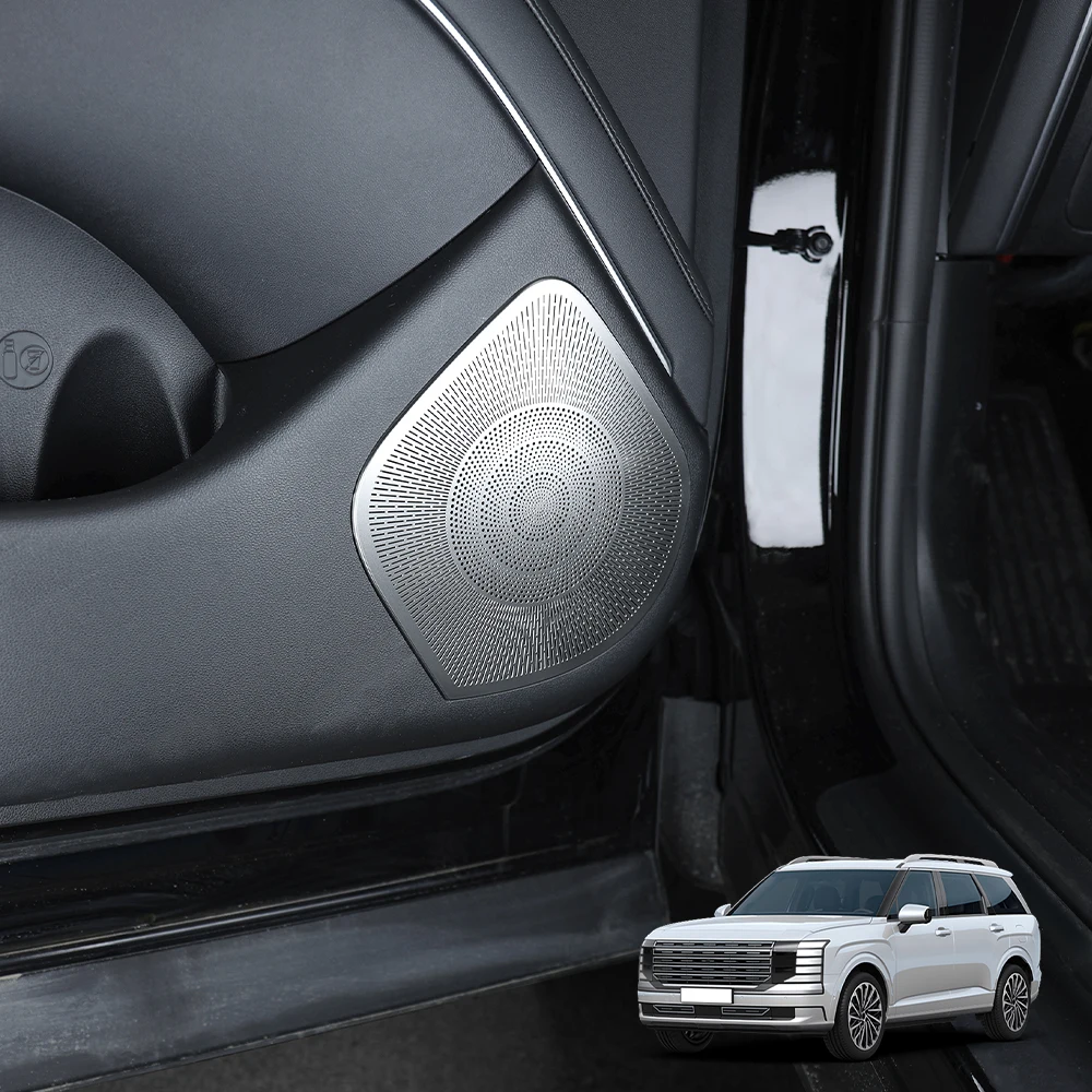 Silver Stainless Steel Door Speaker Horn Cover Scratch Resistant Bright Mask Trim LHD/RHD For Hyundai Palisade LX3 2025 2026