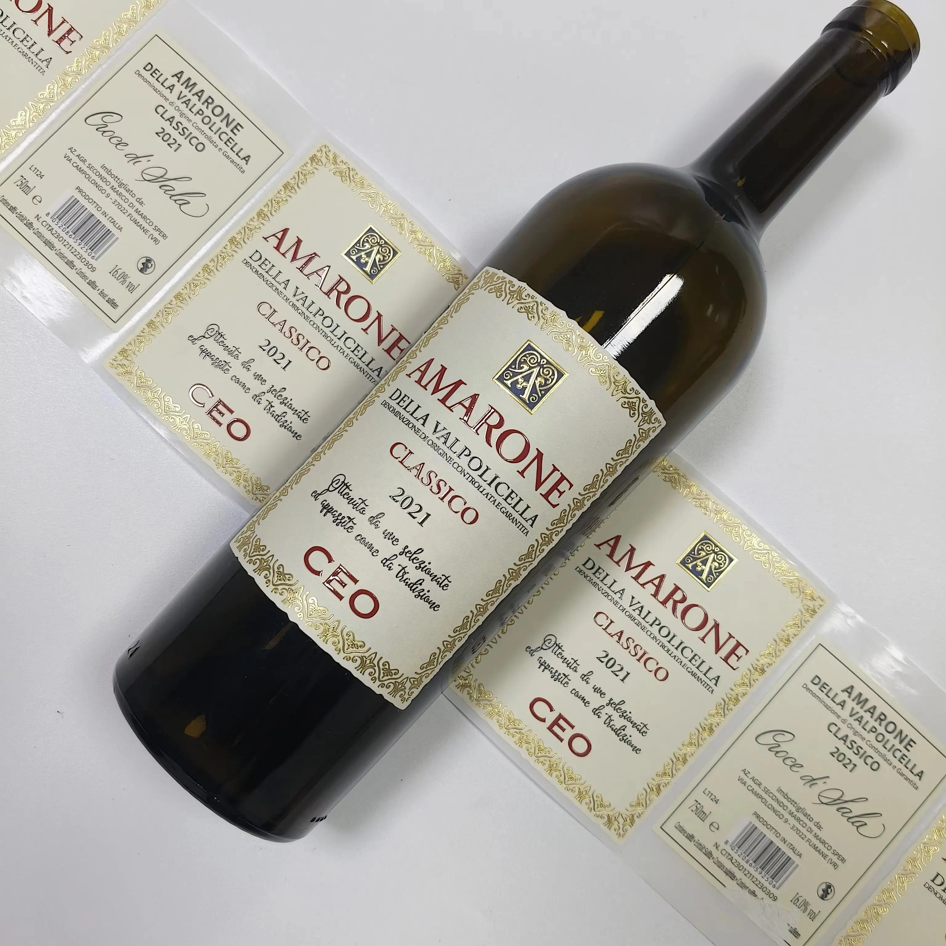 Custom Premium Wine & Beverage Label Sticker｜Hot Stamping Embossed｜UV Craft｜Waterproof Self-Adhesive