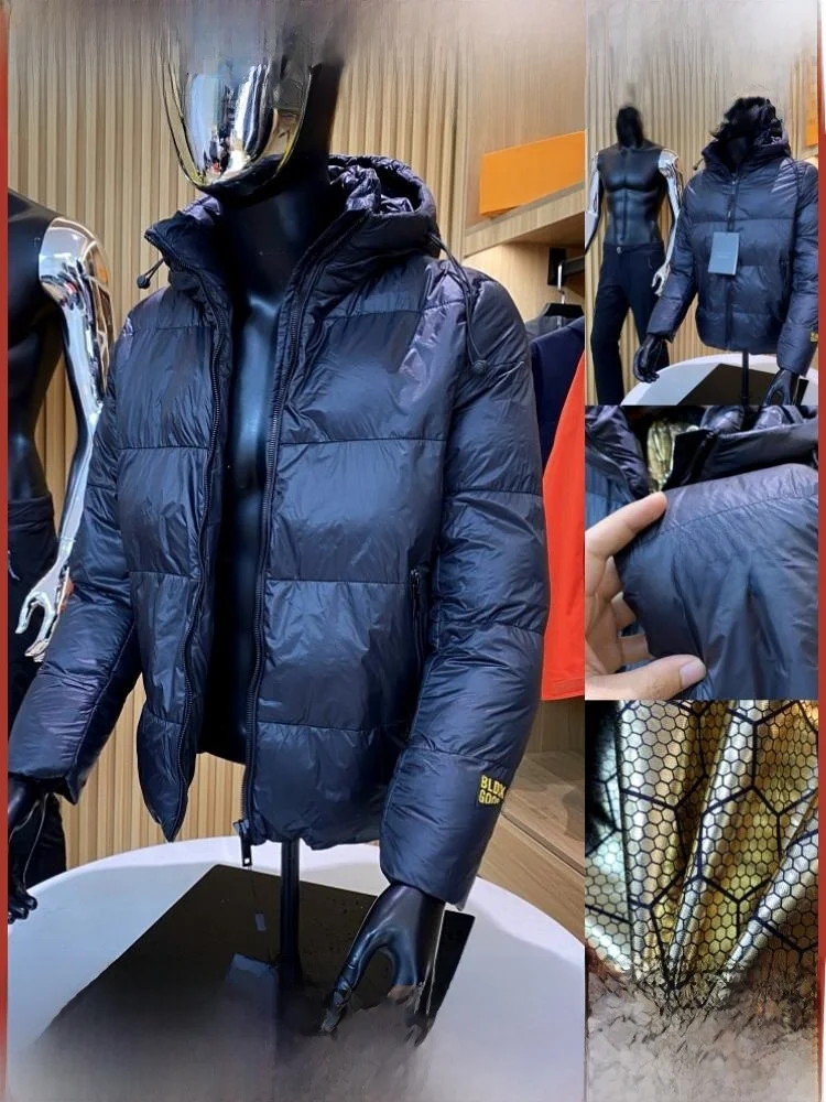 

Heavyweight Men's down Jaet Self-Heating Warmth Winter Hooded Puffer Silk Cotton Coat Thiened Zipper Closure Stand Fit