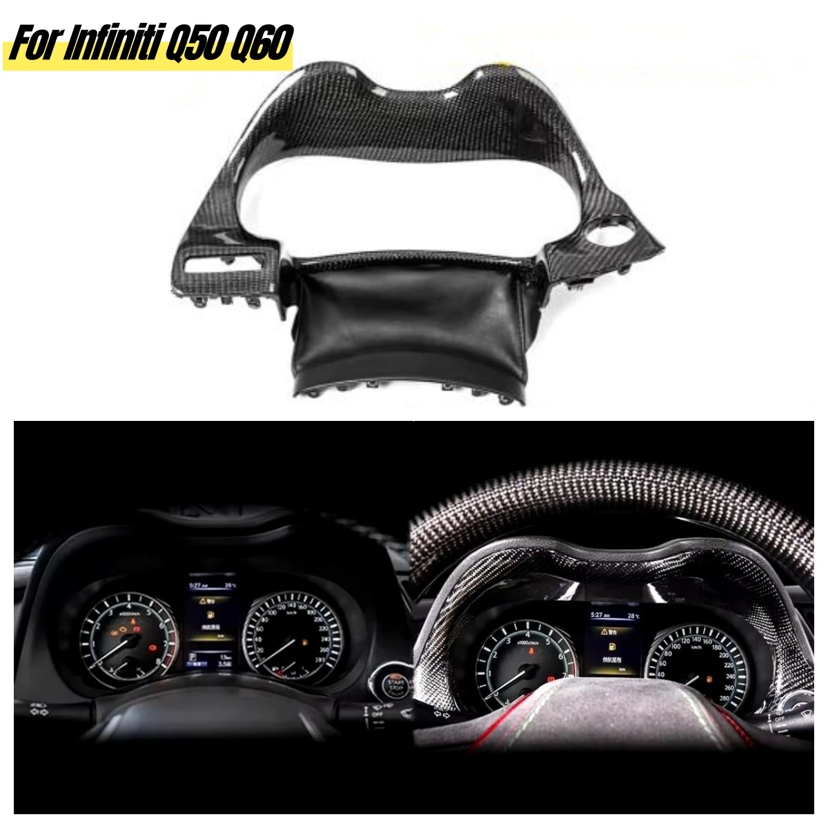 

MRD Carbon Fiber Dashboard Frame For Infiniti Q50 Q60 Interior Trim Instrument Panel Cover Left Hand Drive