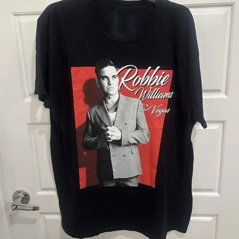 New Robbie Williams live in Las Vegas MenBlack S 235XL T Shirt 20D294