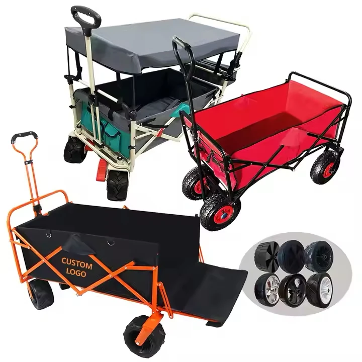 

New Arrival Folding Camping Wagon with 4 Wheels | Outdoor Picnic Beach Garden Cart Trolley