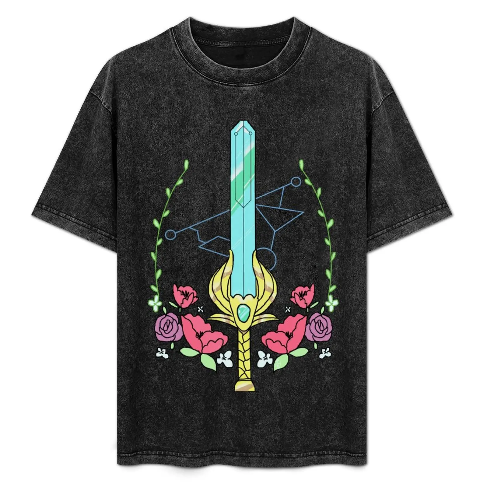 

for the honour... she-ra floral sword T-Shirt Big and Tall Basic Tee Shirt