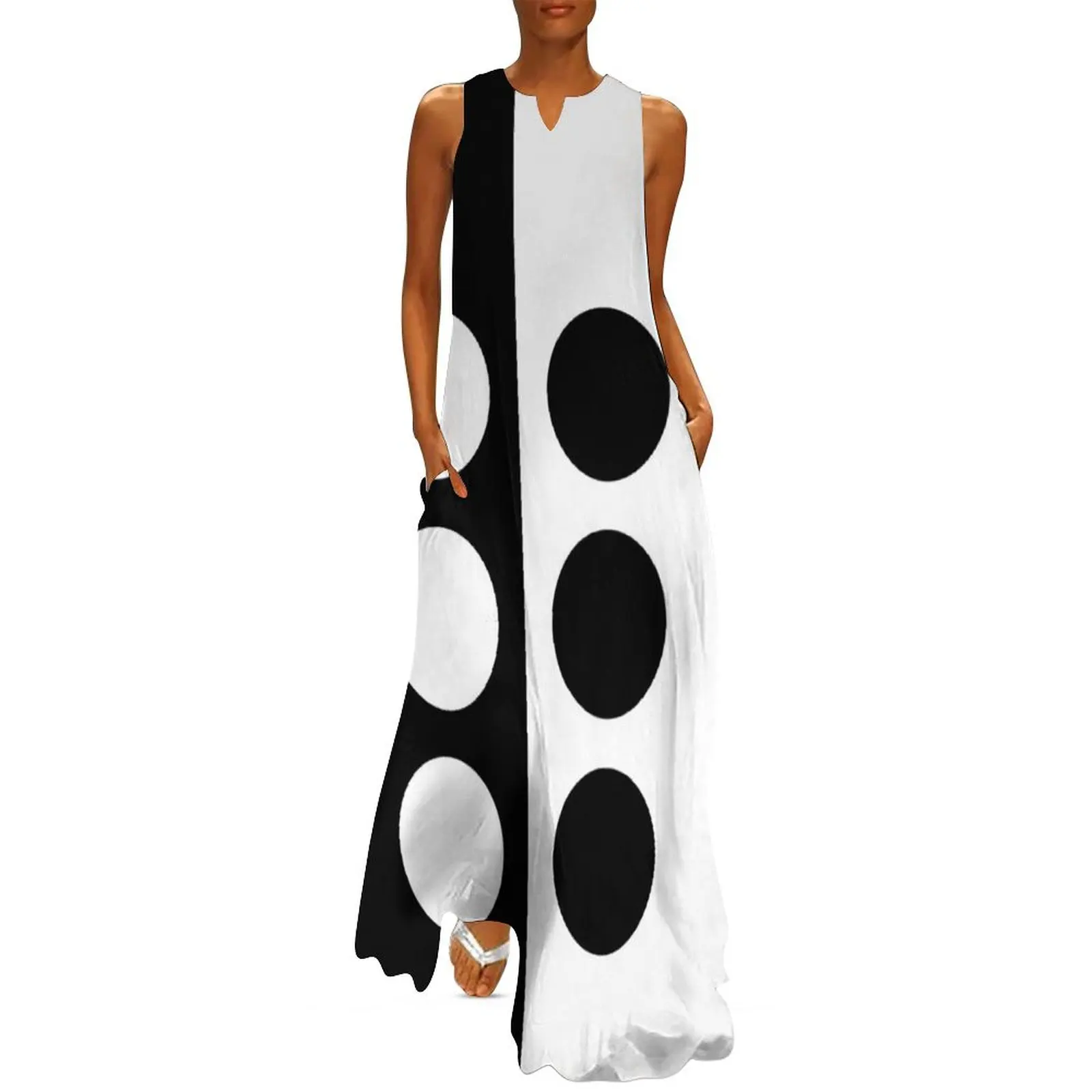 

Black and White Mod Design Off Center Circles Long Dress summer dresses womens 2025 Bride dresses prom dress 2025 Dress