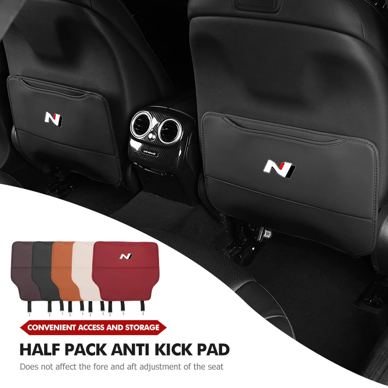 Leather Car Anti-dirty Seat Back Protective Mat Anti Kick Pad For Hyundai N LINE i30 i20 Sonata Accent Tucson Elantra Azera view 5