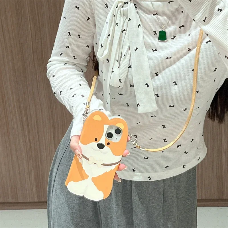 جراب هاتف لطيف قابل للطي للكلب العظمي ، جراب ضد العيوب لهاتف أيفون 13 و 14 و 15 و 16 Pro Max