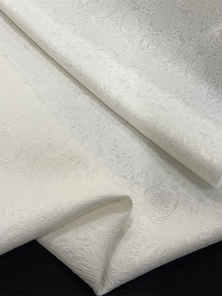 Jacquard Cotton Fabric European American Brocade Fabrics for Diy Sewing White Dress Overcoat Cloth By The Meter