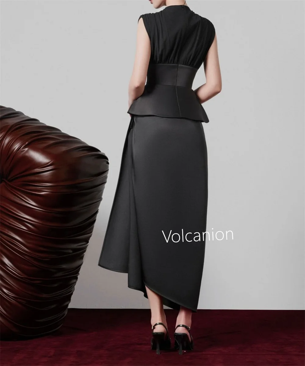 ที่กําหนดเอง Charmeuse Criss-Cross Pleat A-Line V คอ Midi ชุด Bespoke โอกาสชุดราตรีแฟชั่น Elegant