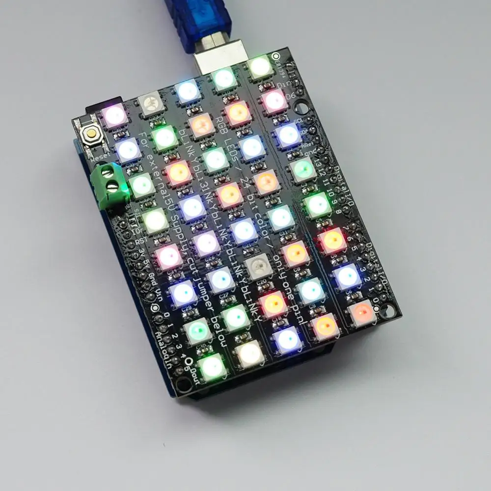 40 Bit WS2812B 5050 RGB LED Full Color Driver Light Board Pin Header 2P Terminal Parts Set Compatible for DIY Project