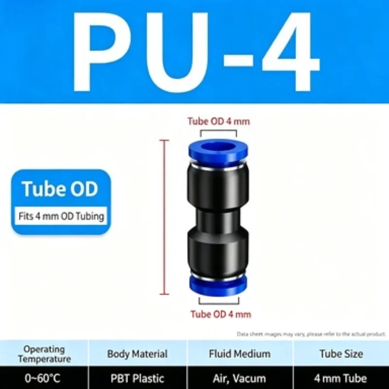 5/10pc Pneumatic Quick Push Fit Connector PU Straight Fitting 4-16mm Tube OD PBT Plastic Air Hose Coupling for Air Vacuum Tubing