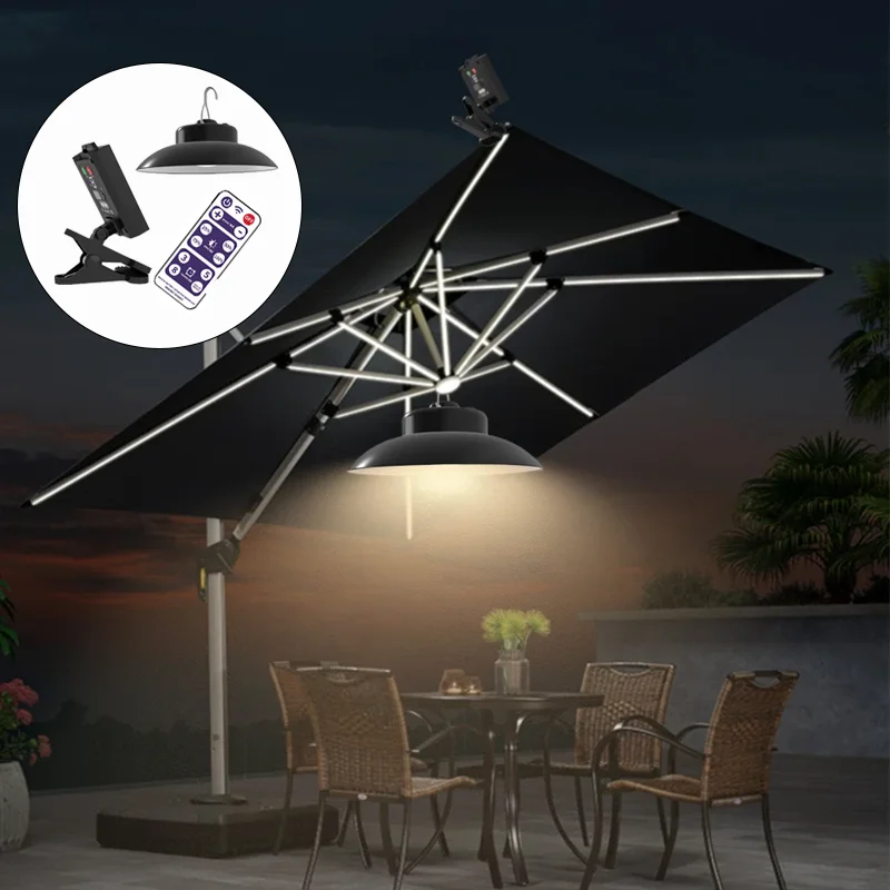 USB Rechargeable Solar LED Light Patio Camping Terrace Parasol Clip Light Solar Outdoor Courtyard Garden Umbrella LED Portable