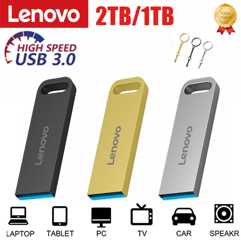 

Оригинальные USB-накопители Lenovo 2 ТБ, металлическая высокоскоростная Флешка USB 3,0, портативная Водонепроницаемая U-карта памяти с реальной емкостью для ПК