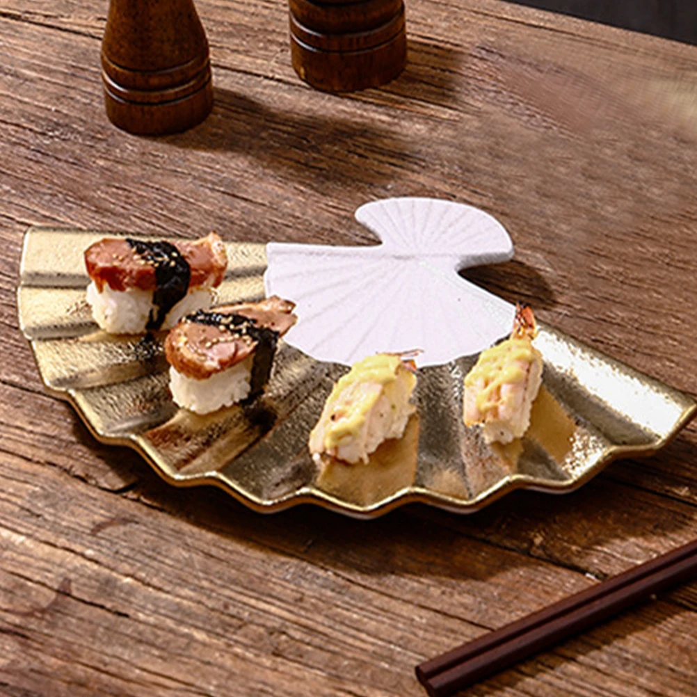 

Керамическая тарелка для суши в японском стиле, фарфоровая сервировочная тарелка, гальваническая тарелка для суши, сашими, клецками, салата, закуски