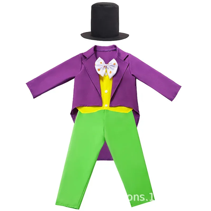 2024 Willy Charlie Cosplay Costume Uniform Chocolate Factory Child Role Play Outfit Full Suit Halloween Masquerade Party Supply