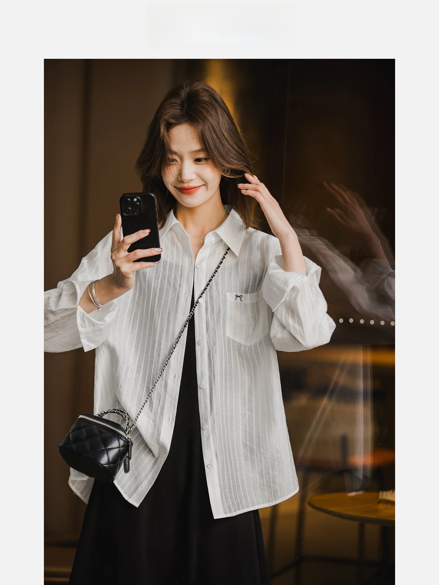 

Свободная женская рубашка-кардиган Xiao Gu Li с вышивкой белым пионом, шелковая, весна-лето, новый стиль, тонкая верхняя одежда, топ