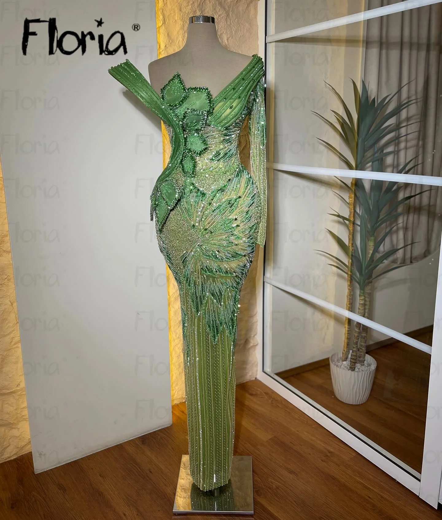 

Elegang Green Aso Ebi Party Dress Beaded Lace Long Prom Dress Bridal Celebrity Night Gowns Customized Luxury Dress Women 2025