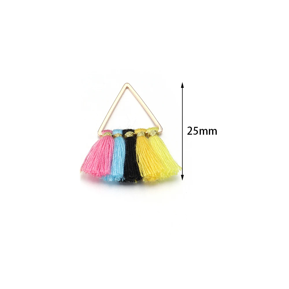 2Pcs/Lot 25mm Colorful Sector Tassel Triangular Alloy Pendant Tassel For DIY Craft Ornament Making Clothing Handmade Accessories