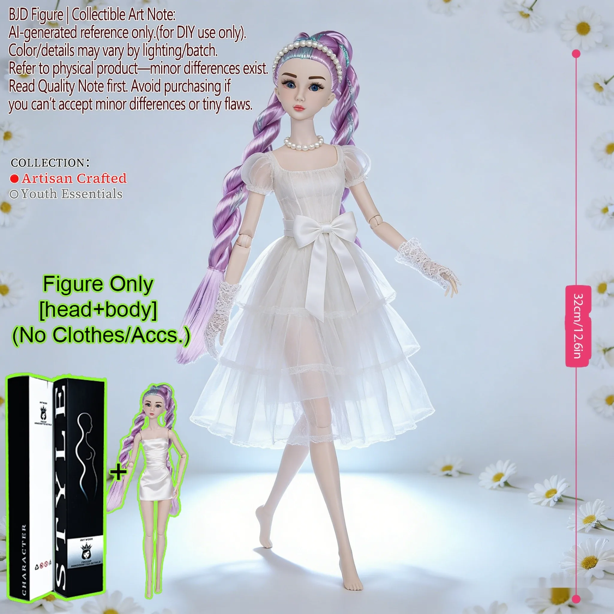 

Коллекционная кукла BJD 1/6, 12,6 дюйма, 12 суставов, с реалистичной кожей и пушистыми волосами, многофункциональная, для различных поз (без одежды)