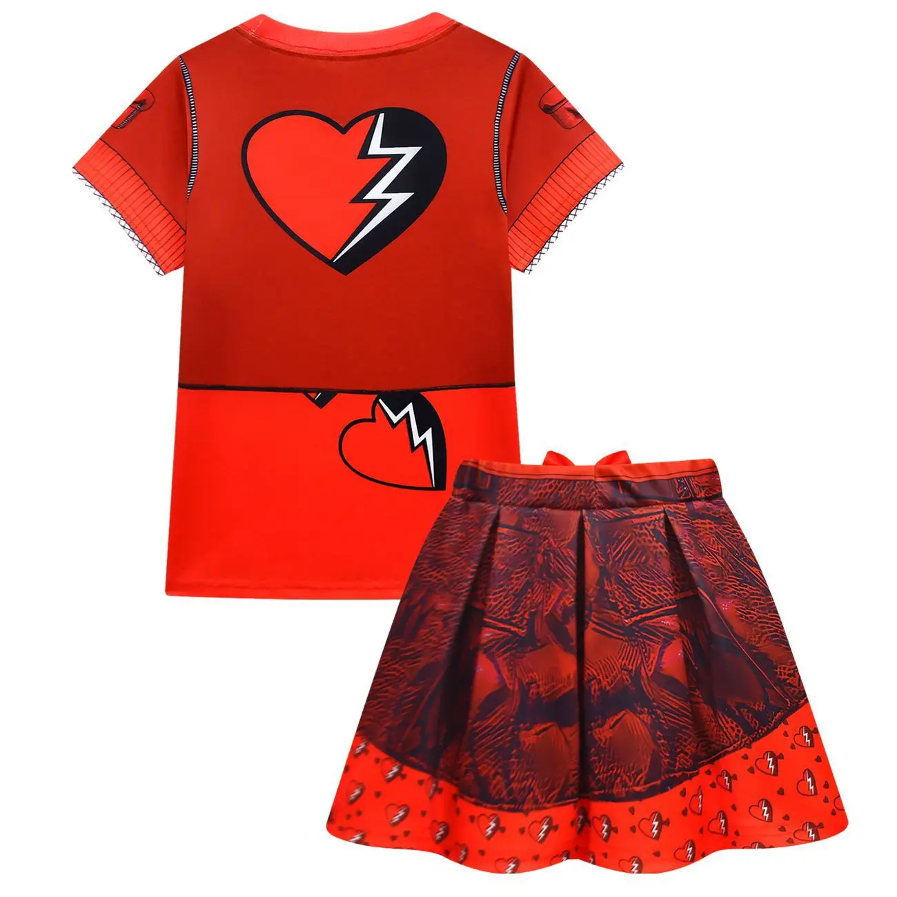 Kinderbekleidungssets für Mädchen, Descendants 4, The Rise of Red, kurzärmliges T-Shirt und Rock, Tasche, Sommer-Kindergeburtstagskostüme